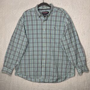 Vineyard Vines Men’s Plaid Long Sleeve Button Down Whale Shirt XL Green Blue